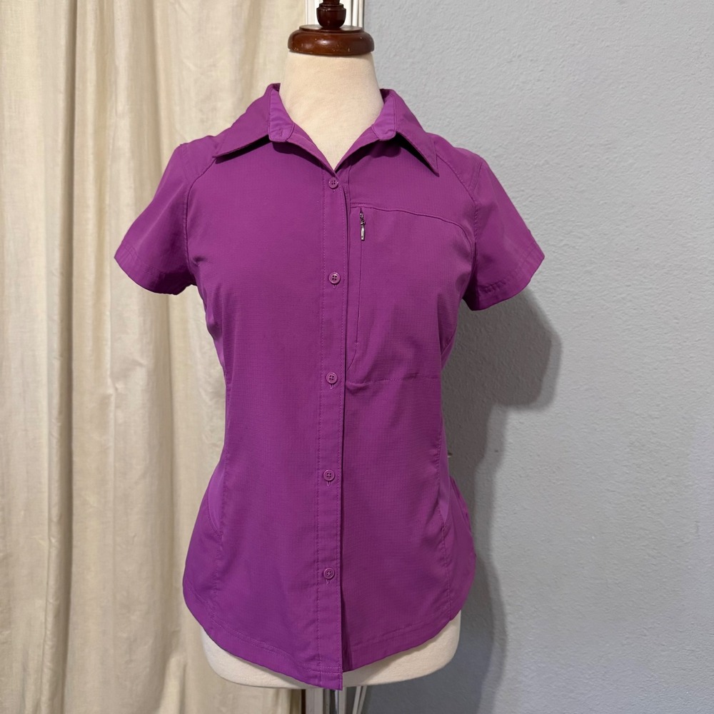 Columbia Women Purple Utility Short Sleeve Button Up Outdoor Shirt Size M